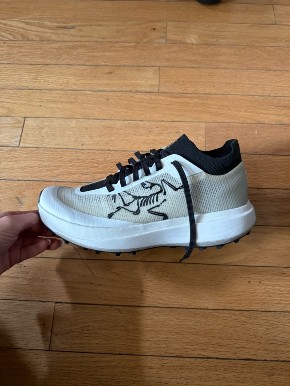 Cream and Black Athletic Spike Shoe